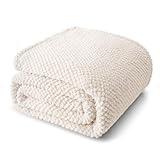 Whale Flotilla Queen Size Fuzzy Fleece Blanket for Bed, 90x90 Inch Fluffy Warm Soft Jacquard Blankets for All Season, Lightweight and Cozy, Ivory