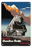 Travel by Railways Across Canada - Canadian Pacific Railway - Vintage Railroad Travel Poster by Peter Ewart c.1947-8 x 12 inch Vintage Metal Tin Sign