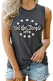 Womens American Flag Tank Tops We The People Independence Day Star Sleeveless T-Shirt Fourth of July 1776 Patriotic Tops Clothes 4259-L