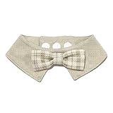 FURALETTE Dog Bandana with Plaid Bow Tie, Soft and Durable Polyester Pet Scarf, 7 Sizes for Cats and Dogs, Adjustable Triple-Snap Closure (Brown, XX-Large)