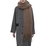 MININAI Women Cashmere Feel Scarf, Soft Warm Winter Scarf for Cold Weather, Christmas Blanket Scarves Pashmina Shawl Wrap (Brown)