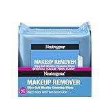 Neutrogena Makeup Remover Wipes, Daily Facial Cleanser Towelettes, Gently Cleanse and Remove Oil & Makeup, Alcohol-Free Makeup Wipes, 2 x 25 ct