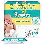 Pampers Baby Wipes Sensitive, Water Based Wipes, Hypoallergenic and Unscented Wipes, 192 Wipes Total (3 Refill Packs)