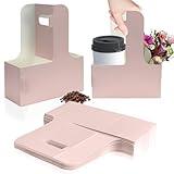 2 Cup Disposable Drink Carrier for Delivery with Handle,15 Count Pink Paperboard Cup Holder,Cup Carriers for Hot or Cold Drinks,Coffee Carrier, Food Delivery,Take Out Cup Carriers (Pink, 15 PCs)