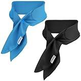 TopAcsy cooling neck wraps, neck coolers for hot weather, cooling headbands for men women, Long-lasting cooling gel and Self-cooling fabrics for 360° cold compress, 2 packs (Black+Blue)