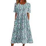 Maxi Dresses for Women 2025 Summer Casual Short Sleeve Long Dress Floral Print Pleated Loose Flowy T Shirt Dresses