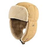 Unisex Fleece Trapper Hat Warm Winter Cold Weather Eskimo Hat Trooper Russian Sherp𝐚 EarFlapOutdoor Skiing Hat (Khaki, One Size)