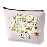 BLUPARK PRAGUE Map Makeup Bag Czechia Vacation Cosmetic Bag PRAGUE Souvenirs Gifts Travel Makeup Bag For Czech Republic Lovers (PRAGUE)