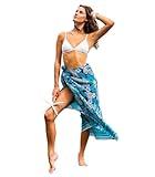 West Indies 100% Pure Soft Cotton Women’s Sarong Pareo Swimsuit Cover up (Pina Colada Navy)