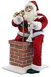 Fraser Hill Farm 4-ft. Santa Claus in Chimney Animatronic with List and Toy Sack, Indoor Animated Holiday Home Decor, Moving Christmas Decoration with Music