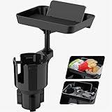 TYKOR Car Cup Holder Tray, Cup Holder Expander Adapter for Car, 9.5” Car Food Tray Table for Eating, Car Essentials Fits Yeti, Hydro Flask 16-46 oz
