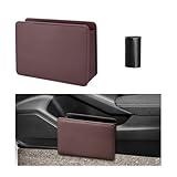 Gasedin Car Trash Can, Leather Foldable Seat Back Hanging Vehicle Wastebasket, Mini Multifunctional Automobile Organizer with One Roll Trash Bag, Universal Car Accessories (Mocha Brown)