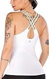 RUNNING GIRL Yoga Tank Tops for Women Built in Shelf Bra B/C Cups Strappy Back Activewear Workout Compression Tops (BX2366 White.CN:XXL,US:XL)