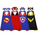 KARAZZO Superhero Capes and Masks Kids Costumes Halloween Christmas Cosplay Dress Up for Boys Girls (Blue-4pcs)
