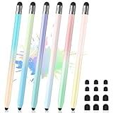 6Pcs Stylus, Stylus Pen for Touchscreen, 2-in-1 Stylus Pen for iPad, High Precision and Sensitivity Double Rubber Tips, Compatible with iPad/iPhone/Android Tablets and Touch Screen (6 Gradient Colors)