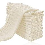 Cute Castle 12 Pack Muslin Burp Cloths for Baby - Ultra-Soft 100% Cotton Baby Washcloths - Large 20'' by 10'' Super Absorbent Milk Spit Up Rags - Burpy Cloths for Unisex, Boy, Girl - Ivory