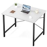 Sweetcrispy Computer Small Desk, 32 Inch Office Writing Work Study Kids Student Home Bedroom Table with Metal Frame Wooden Tabletop No Wheels - White Wood