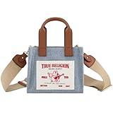True Religion Tote Bag, Women's Mini Travel Shoulder Bag with Adjustable Strap, Denim
