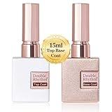 Double Rhythm 2 Pcs 15ML No Wipe Gel Top Coat and Base Coat Set Clear Glossy Gel Polish Kit Soak Off LED (Base and Top Coat)