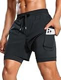 CRZ YOGA 2 in 1 Mens Athletic Shorts 5'' with Liner Quick Dry Lightweight for Running Sports Gym with Pockets Black Small