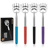 Plazuria (4-Pack) Portable Extendable Telescopic Bear Claws Metal Back Scratchers/Hand Massager/Backslap with Rubber Handles