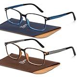 EASY READ 2 Pairs Sporty Style Reading Glasses for Men，TR90 Rectangular Blue Light Blocking Readers with Spring Hinge(Magnification 1.00，Tortoise/Gradient Blue)