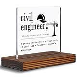 Funny Civil Engineer Clear Desk Decorative Sign, Work Anniversary Appreciation Gift for Engineers Recognition Retirement Goodbye Farewell Gift Thank You Plaques for Women Men EDC13