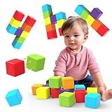Magnetic Building Blocks Large, 1.65 inch Magnetic Stacking Cubes for Toddlers, Sensory & Montessori Toys for Boys & Girls 1 2 3 Years Old (12 PCS)