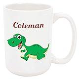Coleman Coffee Mug - Personalized Dinosaur Ceramic Cup with Name, Customized Gift Idea for Men/Boys, Custom Unique Birthday/Christmas/Holiday Present for Adults/Kida, 11 Oz