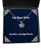 amangny My Wife is My High Priority Crown Pendant Necklace, Wife Present from Husband, Perfect Jewelry for Wife