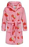 FunnyPaja Girls Soft Fleece Robes Plush Hooded Bathrobes Sleepwear for Kids 2-16 Years Rose Strawberry 7-8 Years