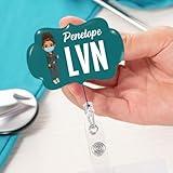 Personalized Cartoon Character Nurse Badge Reel, Custom Name Retractable ID Card Badge 10 Colors Option Gift for Nurse Doctor Medical Staff