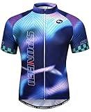 Cycling Shirts for Men, Road Biking Jerseys Full Zipper with Pockets Bicycle Clothing Mountain Bike Shirt Multi-Blue XL