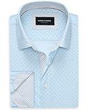 Alimens & Gentle Mens Dress Shirts Printed Button Down Shirt Long Sleeve Regular Fit Inner Collar Contrast Shirt Business