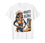 Black Cowgirl Melanin - Boots & Bling It's a Cowgirl Thing T-Shirt