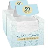 Fygrip 100 Count (2 Box) XL Disposable Face Towels 10” x 12”, 100% Viscose Fibre, Soft & Skin Friendly Face Towelettes Disposable, Facial Tissue Wipes for Women Cleansing
