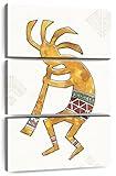 Elephant Stock - Southwest Flair Iii Wall Art - Vertical Multi Panel Canvas - 3 Piece Hallway Wall Decor - Watercolor Mythical Figures Multi Piece Wall Art - White And Orange Decor by Anne Tavoletti - 28" x 45"