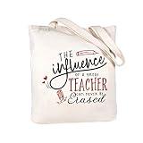 ELEGANTPARK Teacher Appreciation Gifts for Women Teacher Gifts for Valentines Day Birthday Graduation Christmas Thank You Ivory Cotton Canvas Tote Shoulder Bag with Interior Pocket