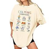 Calming Strategies T-Shirt - Autism Awareness Shirt for Sped Teachers - Special Education Teacher Shirts On Christmas, Birthday - Mental Health Tee (Ivory-L)