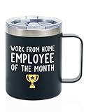 Onebttl Work From Home Gifts For Women/Men, Vacuum Insulated Mug 12oz, Unique Gifts For Remote Workers - Work From Home Employee Of The Month - Metal, Black, BST-WORKHOME-Mug-01Medal