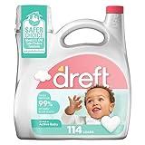 Dreft Stage 2 Active Baby Liquid Laundry Detergent, Hypoallergenic, Helps Remove 99% of Baby Food Stains, 114 Loads, Baby Laundry Detergent, Newborn Essentials