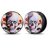 POBAISITER 2PCS Ear Gauges Acrylic skull graphic Ear plugs Epoxy Allergy Free Plugs For Ear Solid Screw On Ear Tunnels and Plugs Stretcher For Women Men Body Piercing Jewelry