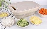 NERIAHKITCHEN Collapsible Cutting Board 9-In-1 Multifunctional Camping Cutting Board Foldable Colander Cutting Board Accessories-Space Saver Fruit & Vegetable Slicer Kit, Strainer-Knives Set (BEIGE)