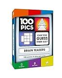 100 PICS Brain Teasers Travel Game - Solve 100 Puzzles | Flash Cards with Slide Reveal Case | Card Game, Gift, Stocking Stuffer | Hours of Fun for Kids and Adults | Age 6+