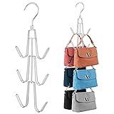 ZEDODIER Purse Hanger Organizer for Closet, 2 Pack Hanging Bag Holder, Keeping Purses Visible and in Good Condition, Metal Handbag Storage Hook Backpack Rack Space Saving Hanger, Silver