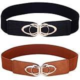 Beltox Womens Belts Elastic Stretch Cinch Plus Fashion Dress Belts for ladies(26"-43",Black and Brown 2 Pack)