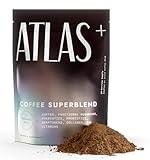Atlas+ Coffee Superblend– Instant Mushroom Coffee with Lion’s Mane, Reishi, Cordyceps, Ashwagandha, Probiotics, Vitamin D3 & B12– for Energy, Focus, Immunity & Gut Health– 28 Servings (1 bag)