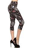Leggings Depot High Waisted Floral & Space Print Leggings for Women-Capri-S763, Celestial Dream, One Size