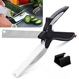 Kitchen Scissors for Food – 2-in-1 Cutting Board Scissors & Tomato Knife with Locking Mechanism & Stainless Steel Blades – Multifunctional Kitchen Shears for Effortless Chopping
