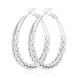 JEMARA Silver Hoop Earrings for Women Hypoallergenic 925 Sterling Silver Hoop Earrings Lightweight Large Thick Twisted Hoops 30MM